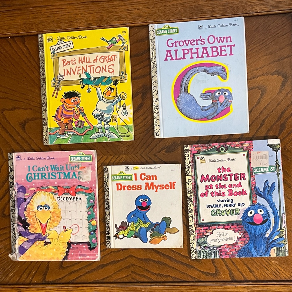 Sesame Street kids books | set of 5 vintage Golden Books | 70’s and 80’s